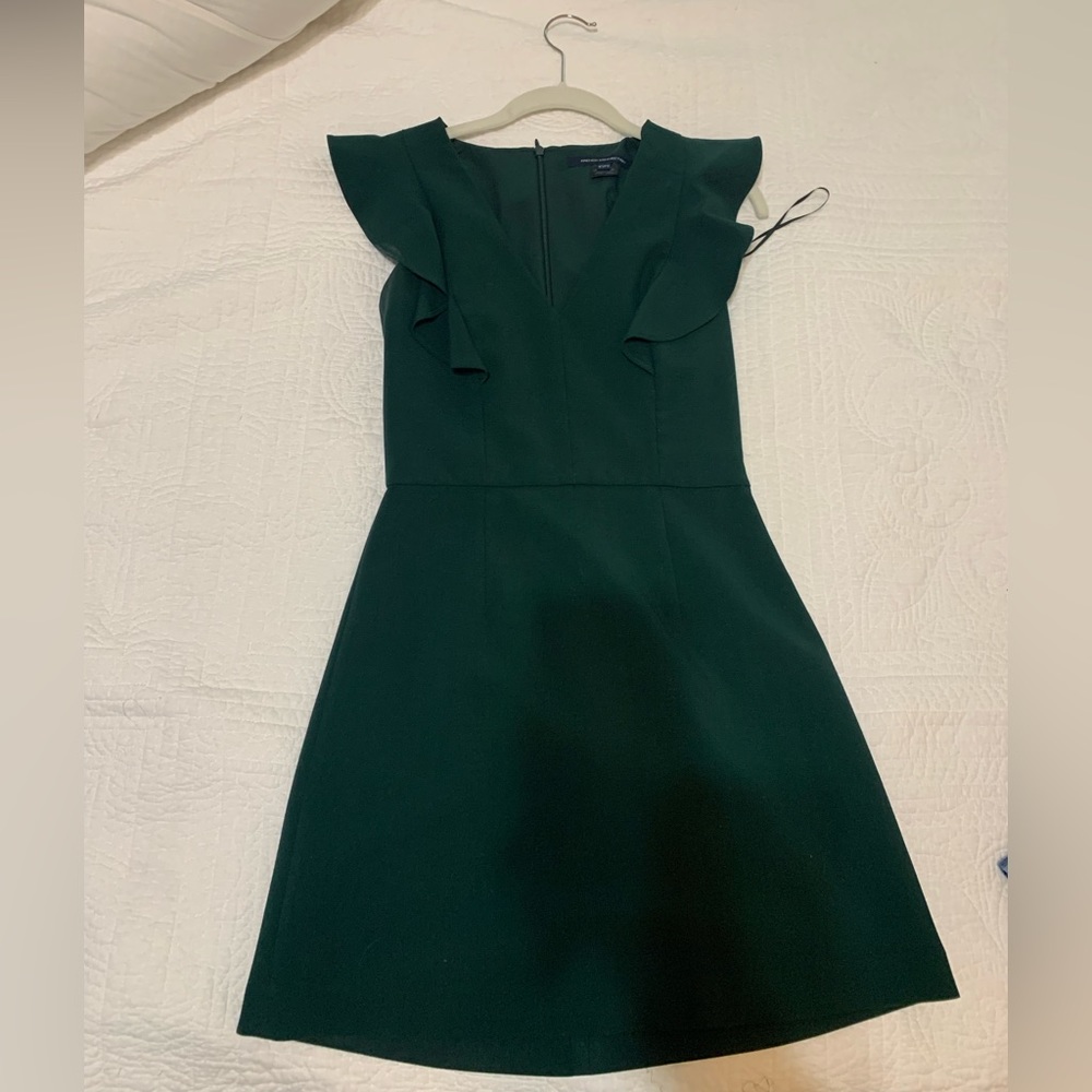 French connection womens whisper dress in dark green